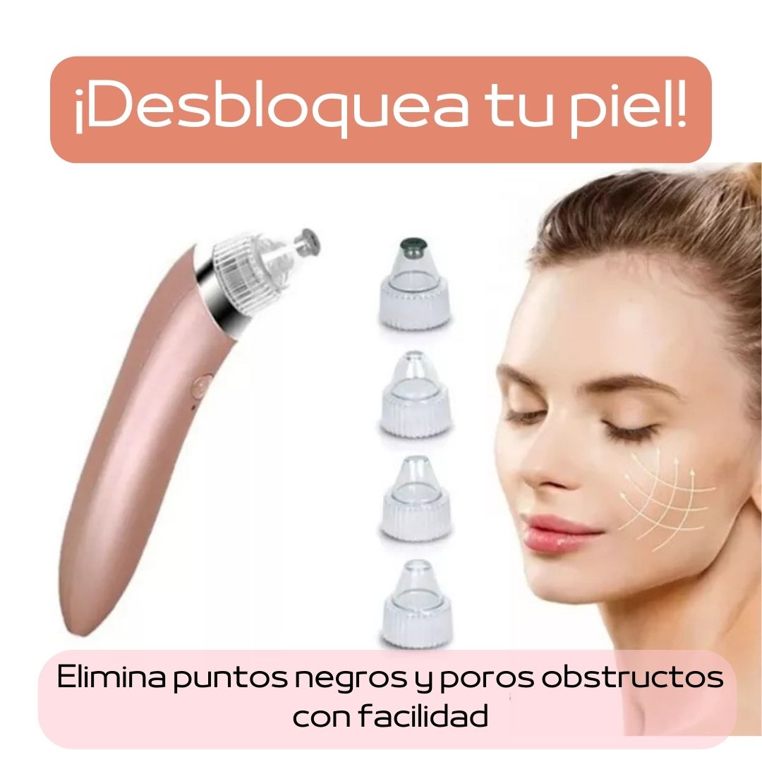 Extractor de puntos negros recargable. Efecto inmediato sin dolor. Incluye 4 cabezales de regalo