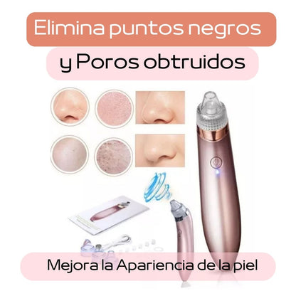 Extractor de puntos negros recargable. Efecto inmediato sin dolor. Incluye 4 cabezales de regalo