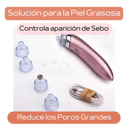 Extractor de puntos negros recargable. Efecto inmediato sin dolor. Incluye 4 cabezales de regalo